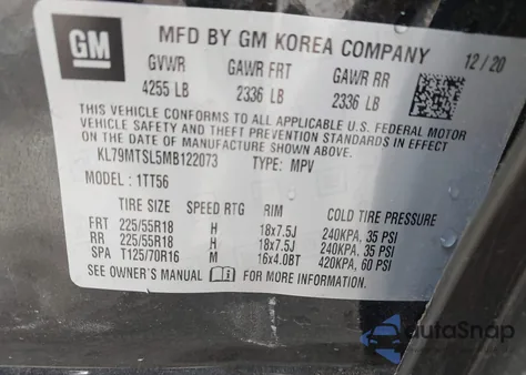 2021 Chevrolet Trailblazer Fwd Rs из США, поврежденный, VIN KL79MTSL5MB122073